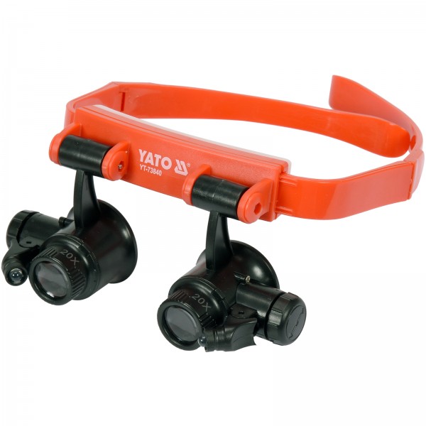 YATO Profi Kopfband-Lupenbrille mit Beleuchtung | Binokular | 10x/15x/20x/25x | YT-73840