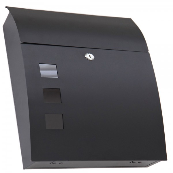 Grafner® Briefkasten schwarz mit 3 Sichtfenstern