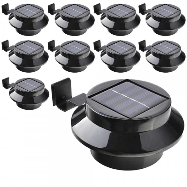 10er Set Grafner® Solar LED Dachrinnenleuchten in schwarz Dachrinnenbeleuchtung