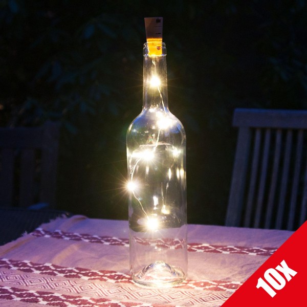 10er Set Grafner® LED Korken Lichterkette für Weinflaschen Drahtlichterkette Flaschenbeleuchtung