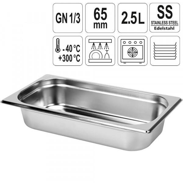 YATO Profi GN Gastronorm Behälter Edelstahl 1/3 65mm YG-00272