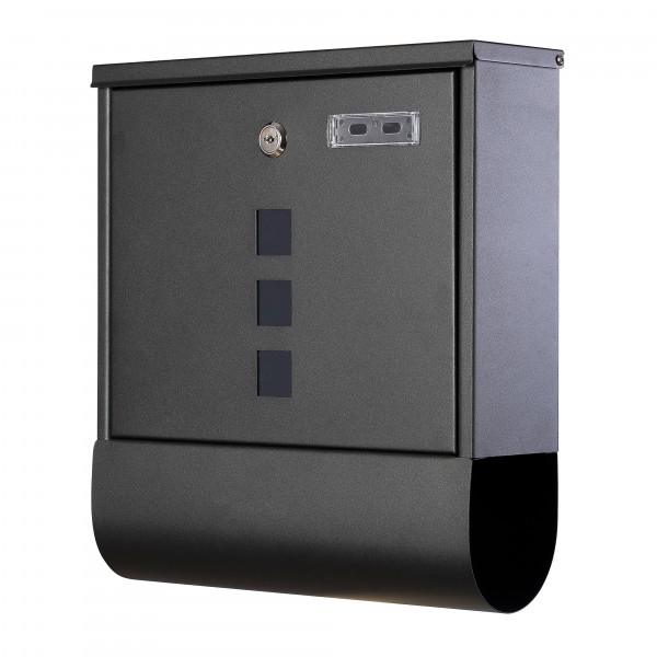 Grafner Design-Briefkasten schwarz pulver-beschichtet eckig ca. 30x9,5x33,50 BK10842