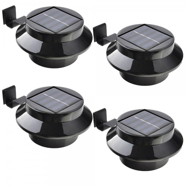 4er Set Grafner® Solar LED Dachrinnenleuchten in schwarz Dachrinnenbeleuchtung