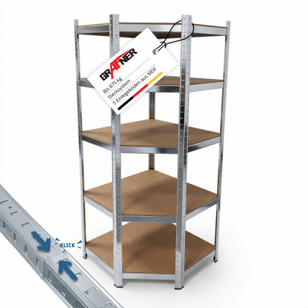 Grafner Schwerlastregal Eckig Stahl SR11194 90x90x40x180cm
