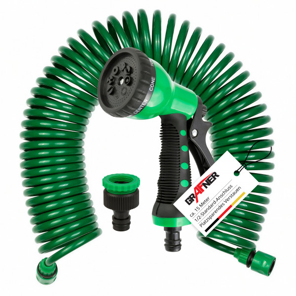 Grafner Flexibler Spiral Gartenschlauch grün 15 m SG10814