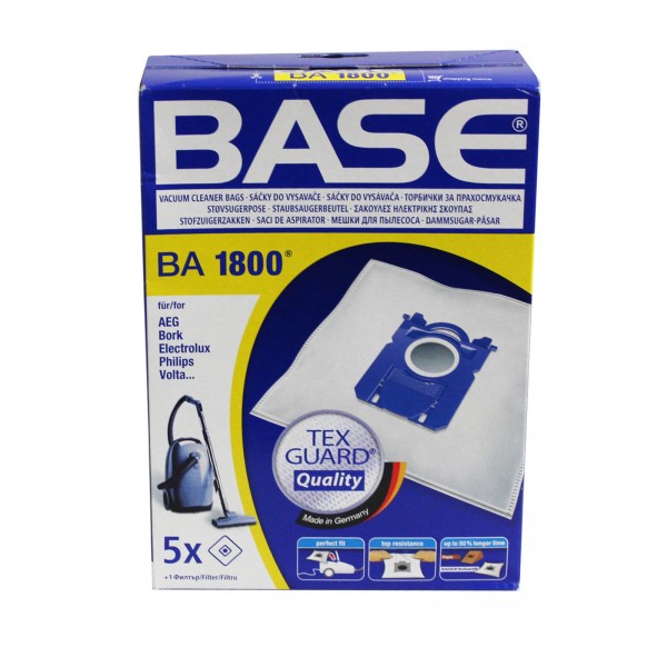 Base Staubsaugerbeutel BA 1800 passend für AEG, Bork, Electrolux, Philips, Progress, Volta, Zanussi