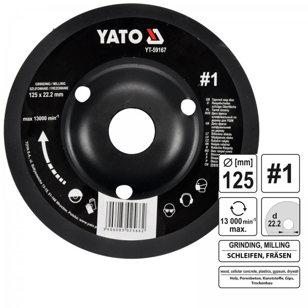 YATO Profi Raspelscheibe für Winkelschleifer 125mm Nr1